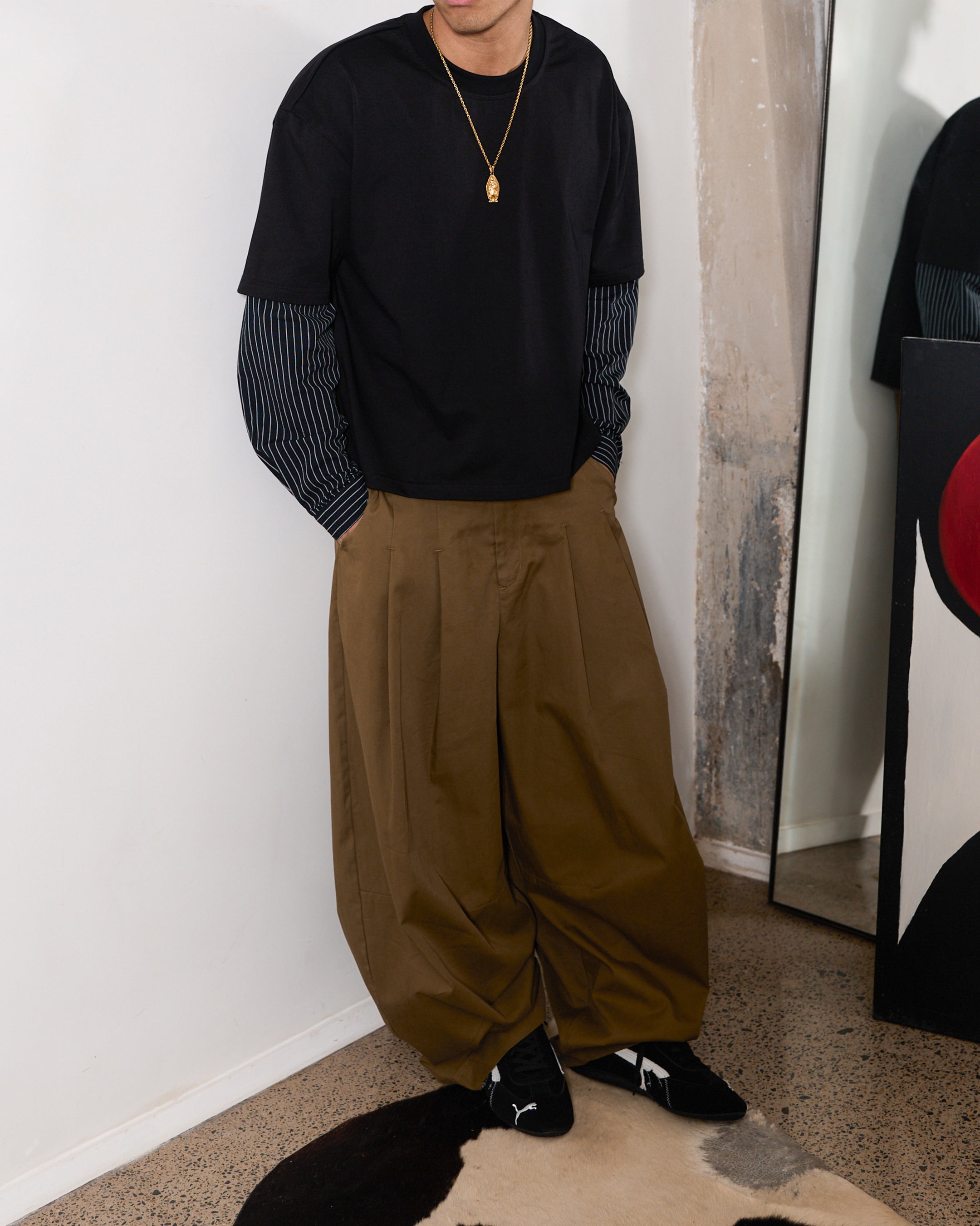 SHIBUYA Pleated Trouser (Olive Brown)
