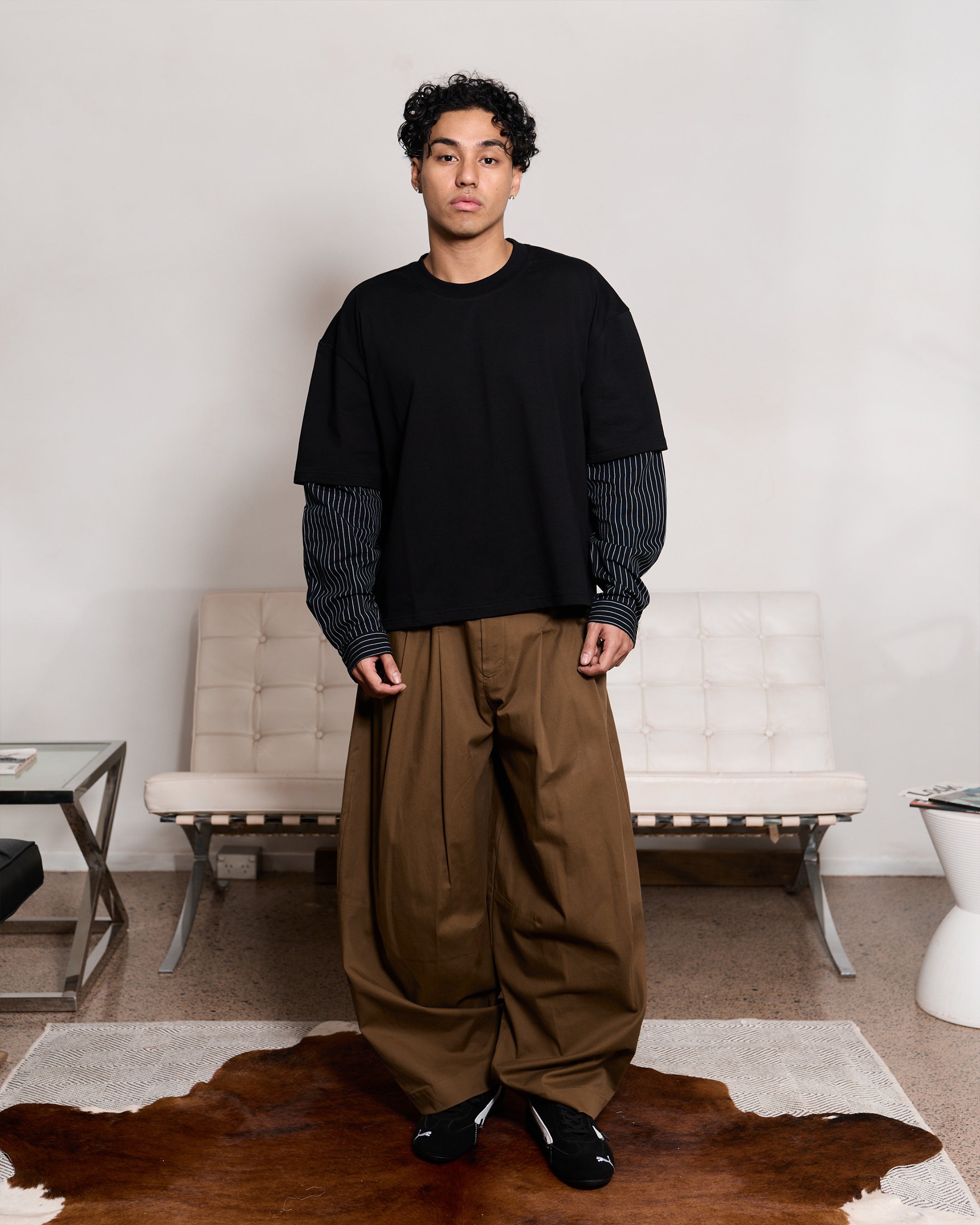 SHIBUYA Pleated Trouser (Olive Brown)