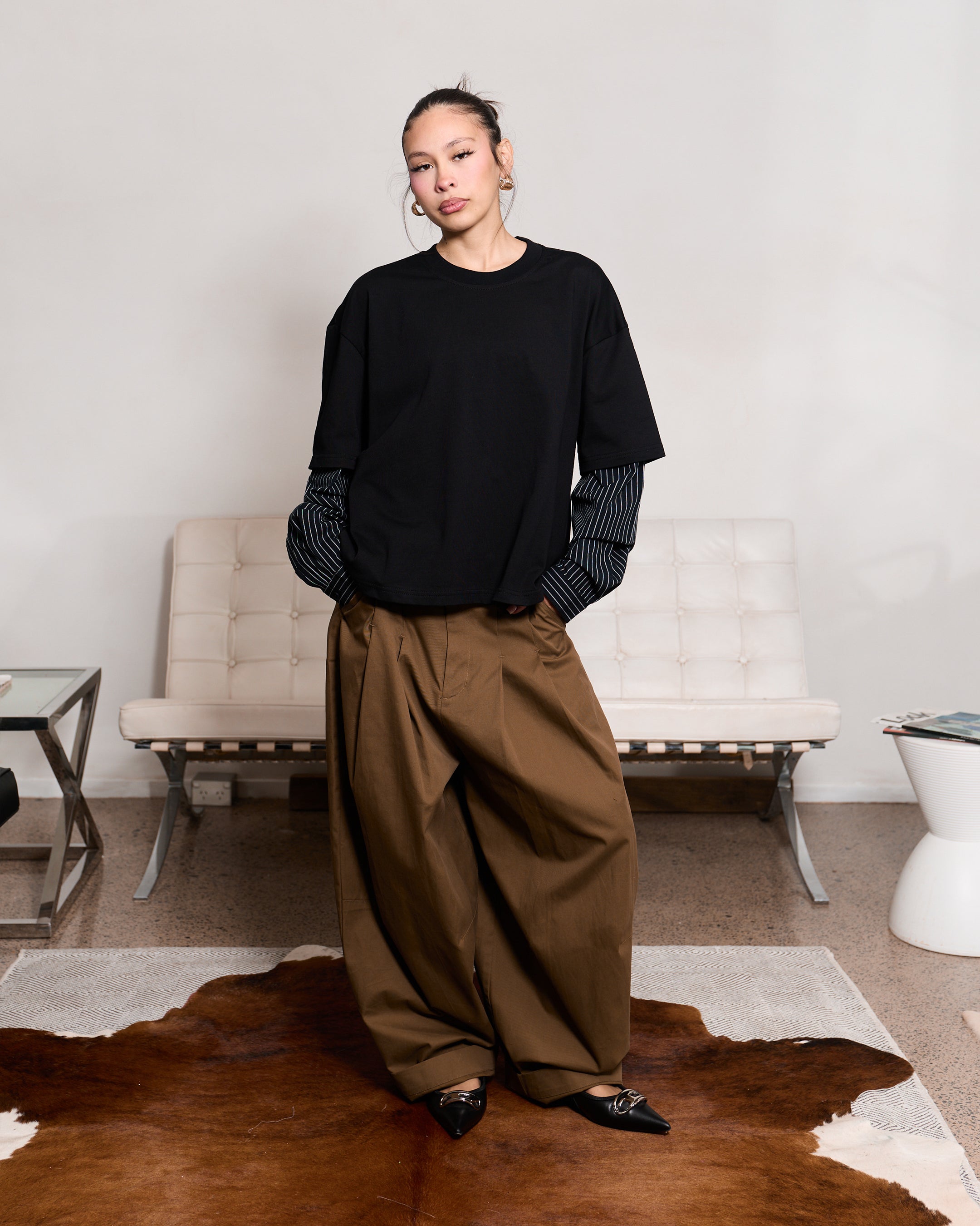 SHIBUYA Pleated Trouser (Olive Brown)