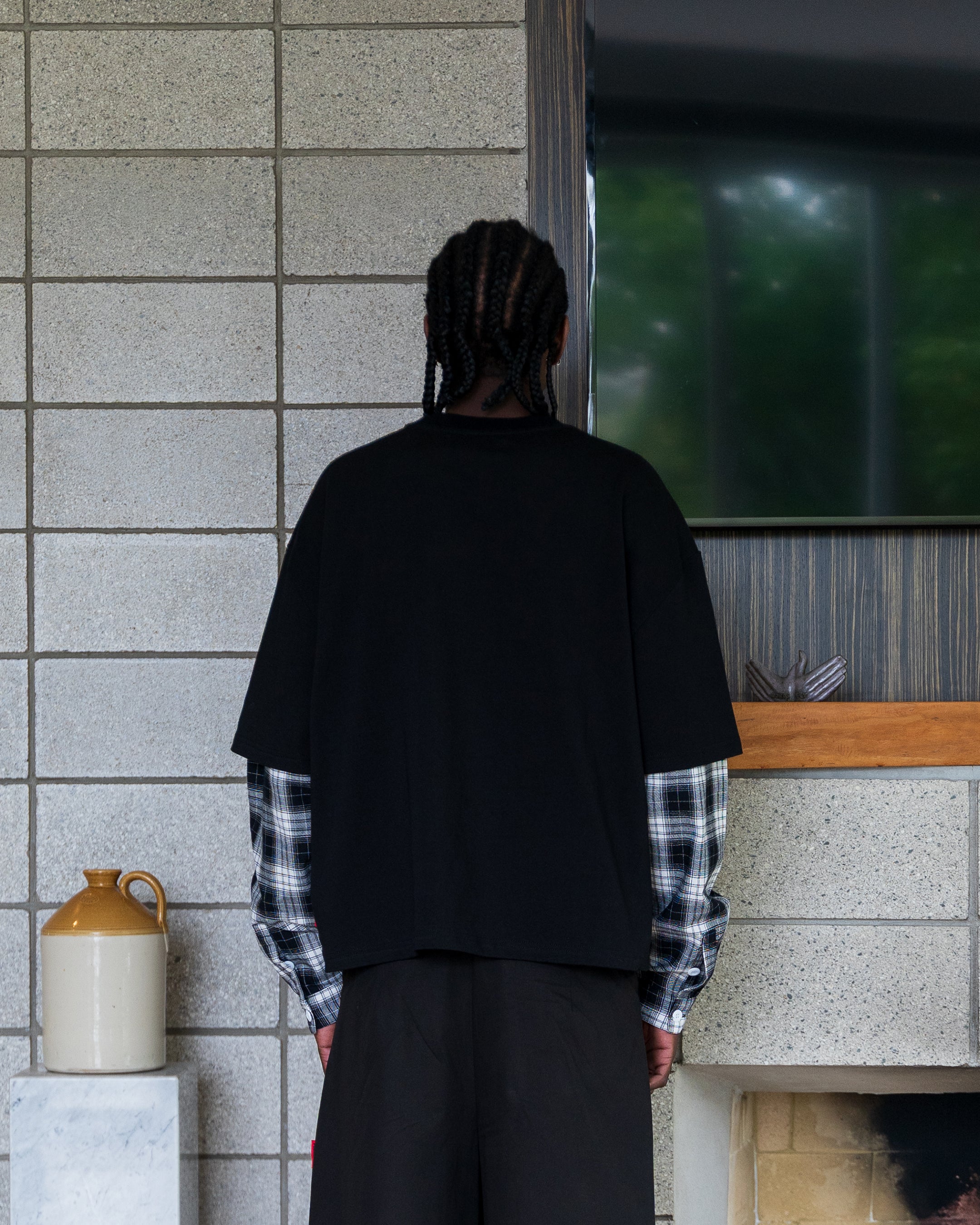 FLANNEL Layered T-Shirt (Black)