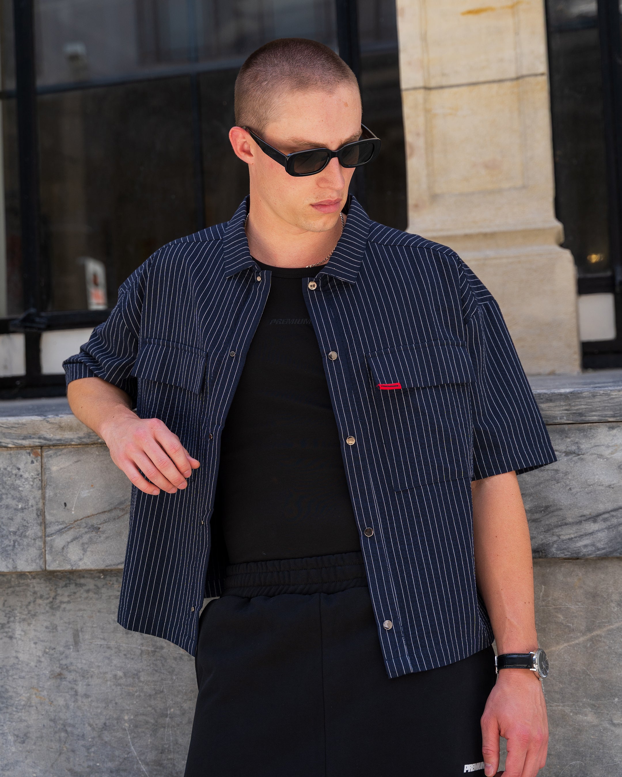 VISION Button-Up Shirt (Navy)