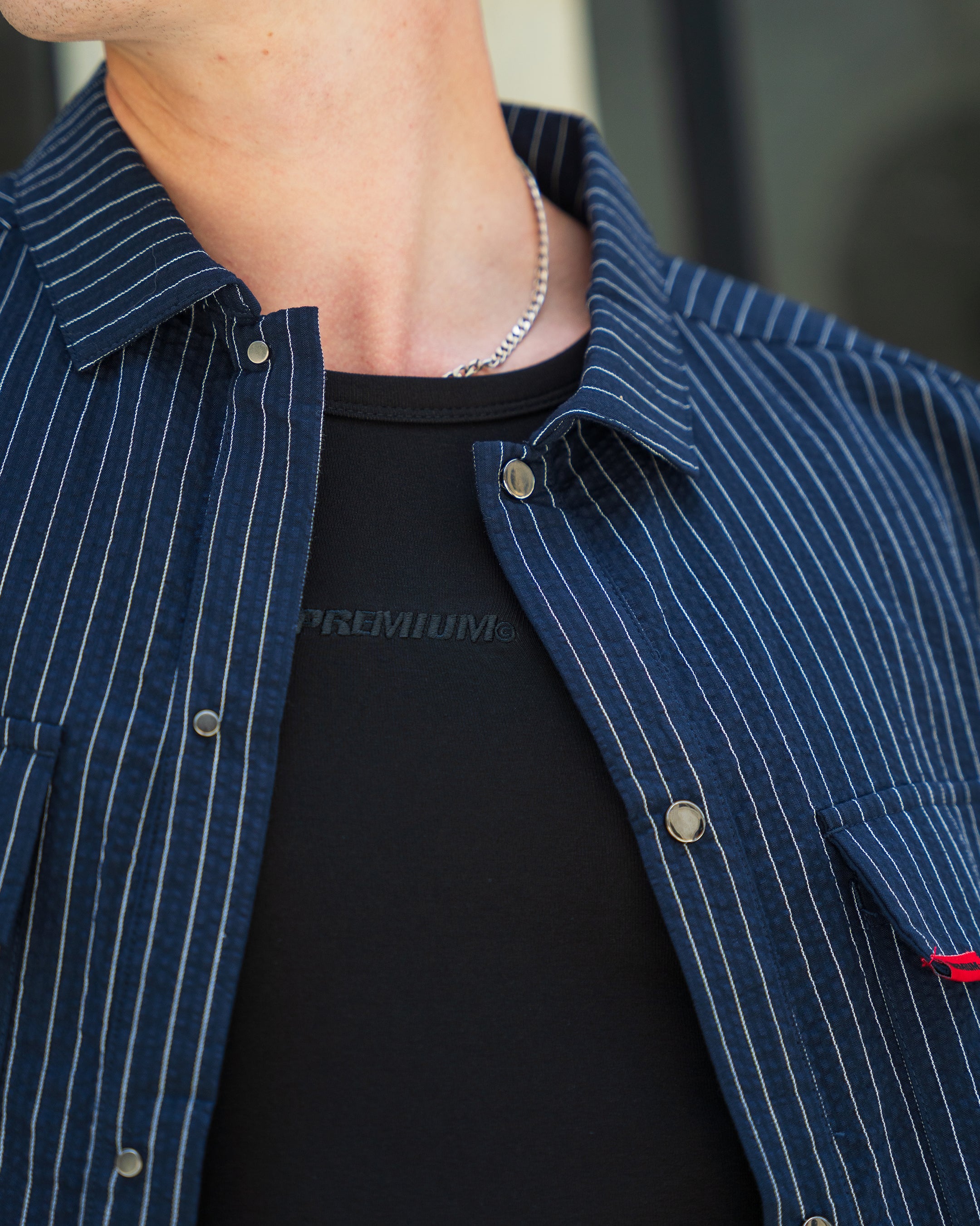 VISION Button-Up Shirt (Navy)