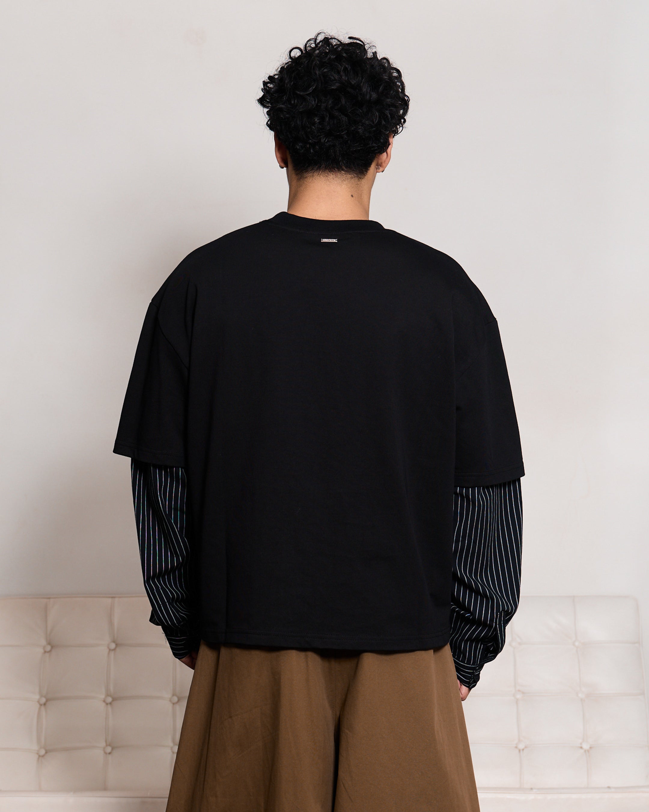 PINSTRIPE Layered T-Shirt (Black)