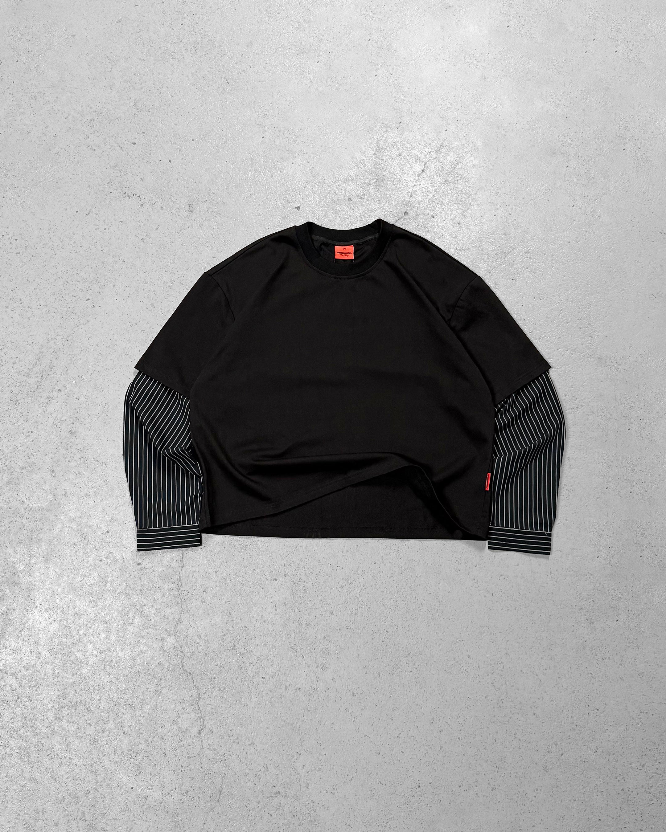 PINSTRIPE Layered T-Shirt (Black)